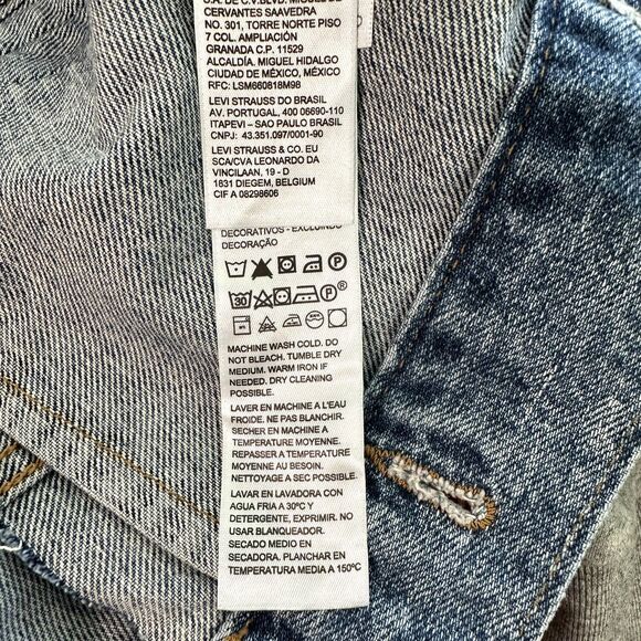 Levi's Women's Hybrid Trucker Jean Jacket Denim with Grey Hoodie Sleeves Size M - Picture 5 of 6